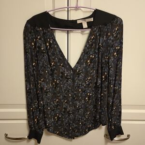 Forever 21 Contemporary - Mosaic Print Blouse in Black and Blue